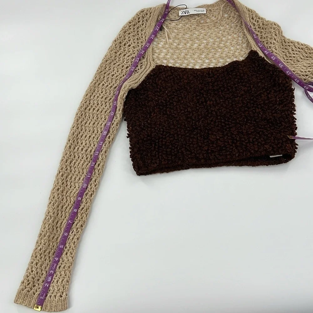 Zara sweater crop knit wool blend dainty fairy ethereal natural grunge Sz M NWOT